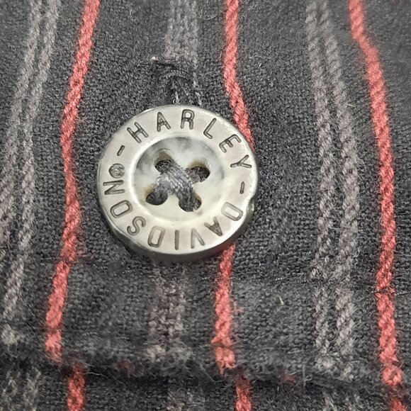 Harley Davidson Men's Pocketed Long Sleeve Button Shirt Size 3XL Pinstripes Big - Picture 6 of 9